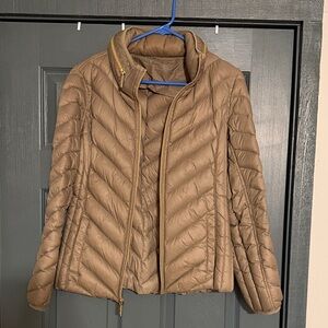 Michael Kors Taupe Feather Puffer Jacket